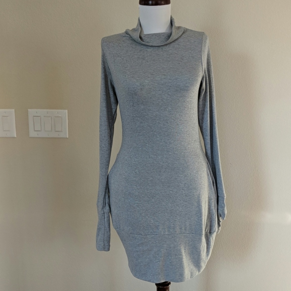 Long sleeve cowl necked knit mini dress